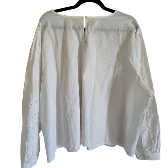 Maurices Eyelet Top Women's 2X White Balloon Sleeve Beach Romantic Boho NWOT - Picture 3 of 7
